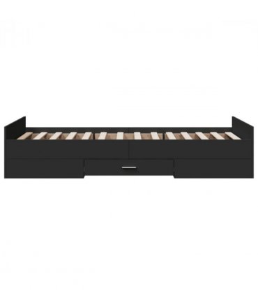 vidaXL Bed Frame | Black | Engineered wood | Small Single | Bed Frame — Size: 75 x 190 cm