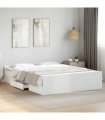 vidaXL Bed Frame | White | Engineered wood | Double Bed | Bed Frame — Size: 160 x 200 cm