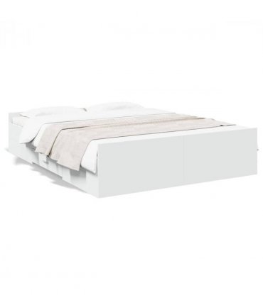 vidaXL Bed Frame | White | Engineered wood | Double Bed | Bed Frame — Size: 160 x 200 cm