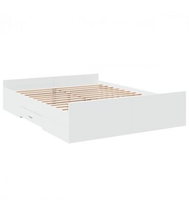 vidaXL Bed Frame | White | Engineered wood | Double Bed | Bed Frame — Size: 160 x 200 cm