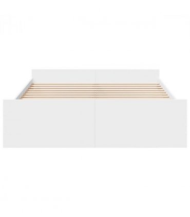 vidaXL Bed Frame | White | Engineered wood | Double Bed | Bed Frame — Size: 160 x 200 cm