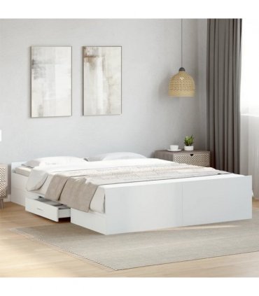 vidaXL Bed Frame | White | Engineered wood, Plywood | King Size | Bed Frame — Size: 150 x 200 cm
