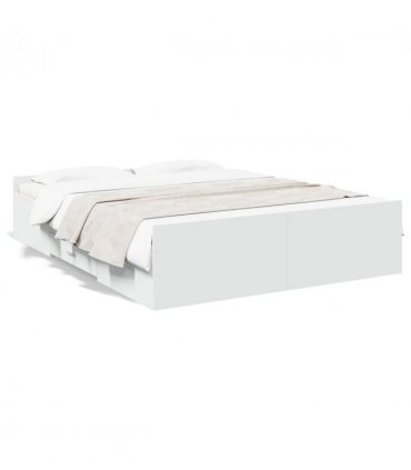 vidaXL Bed Frame | White | Engineered wood, Plywood | King Size | Bed Frame — Size: 150 x 200 cm