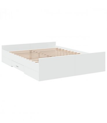 vidaXL Bed Frame | White | Engineered wood, Plywood | King Size | Bed Frame — Size: 150 x 200 cm