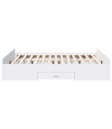 vidaXL Bed Frame | White | Engineered wood, Plywood | King Size | Bed Frame — Size: 150 x 200 cm