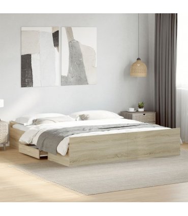 vidaXL Bed Frame | Sonoma Oak | Engineered Wood | Double | Bed Frame — Size: 200 x 200 cm