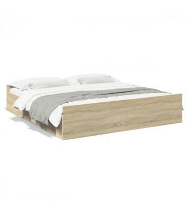 vidaXL Bed Frame | Sonoma Oak | Engineered Wood | Double | Bed Frame — Size: 200 x 200 cm
