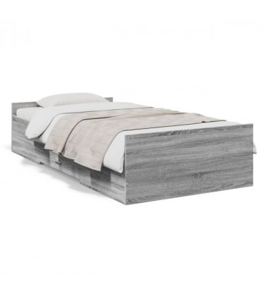 vidaXL Bed Frame | Grey Sonoma | Engineered Wood | 75 x 190 cm Small Single