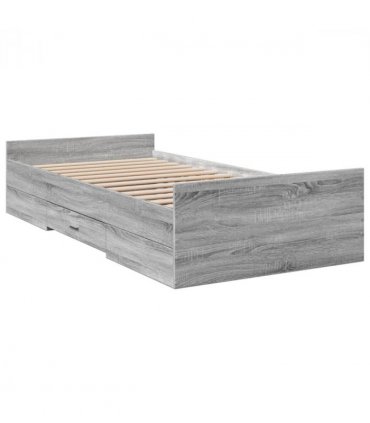 vidaXL Bed Frame | Grey Sonoma | Engineered Wood | 75 x 190 cm Small Single