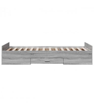 vidaXL Bed Frame | Grey Sonoma | Engineered Wood | 75 x 190 cm Small Single