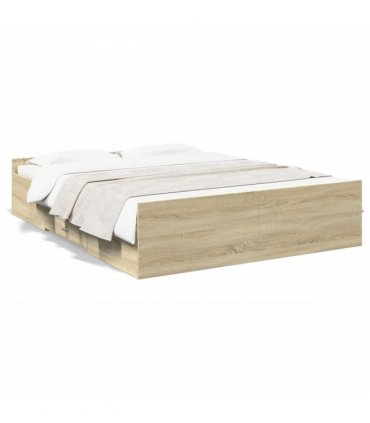 vidaXL Bed Frame | Sonoma Oak | Engineered wood | King | Storage | Bed Frame — Size: 150 x 200 cm