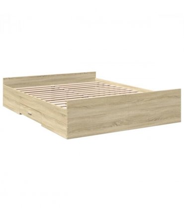 vidaXL Bed Frame | Sonoma Oak | Engineered wood | King | Storage | Bed Frame — Size: 150 x 200 cm