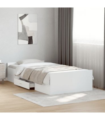 vidaXL Bed Frame with Drawers without Mattress White 90x190 cm Single — Size: 90 x 190 cm — V0672117646