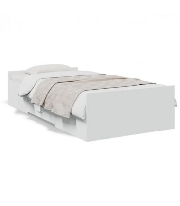 vidaXL Bed Frame with Drawers without Mattress White 90x190 cm Single — Size: 90 x 190 cm — V0672117646