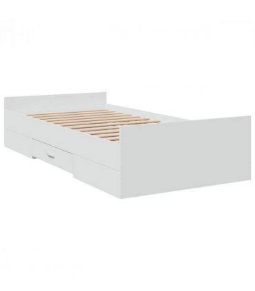 vidaXL Bed Frame with Drawers without Mattress White 90x190 cm Single — Size: 90 x 190 cm — V0672117646