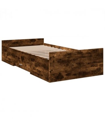 vidaXL Bed Frame | Smoked Oak | Engineered wood, Plywood | Small Single — Size: 75 x 190 cm — V0672117661