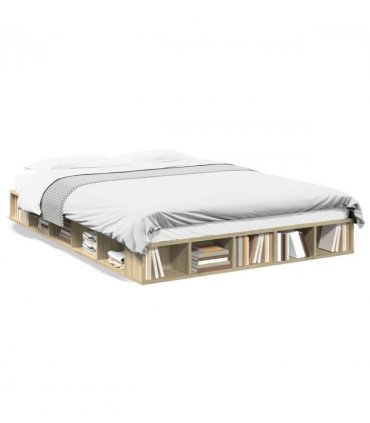 vidaXL Bed Frame without Mattress Sonoma Oak 140x200 cm — Size: 140 x 200 cm — V0672117737
