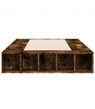 vidaXL Bed Frame without Mattress Smoked Oak 75x190 cm Small Single — Size: 75 x 190 cm — V0672117748