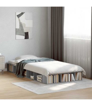 vidaXL Bed Frame without Mattress Grey Sonoma 90x200 cm — Size: 90 x 200 cm — V0672117752