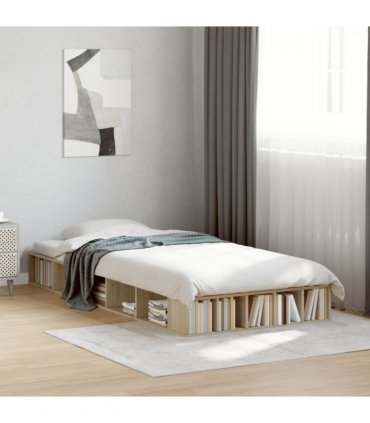 vidaXL Bed Frame without Mattress Sonoma Oak 75x190 cm Small Single — Size: 75 x 190 cm — V0672117760