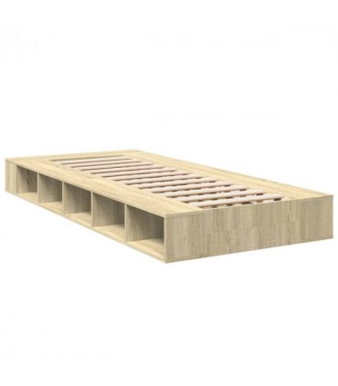 vidaXL Bed Frame without Mattress Sonoma Oak 75x190 cm Small Single — Size: 75 x 190 cm — V0672117760