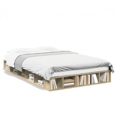 vidaXL Bed Frame without Mattress Sonoma Oak 120x200 cm — Size: 120 x 200 cm — V0672117770