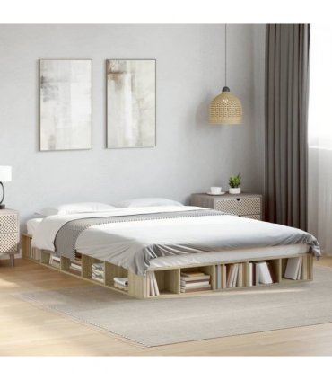 vidaXL Bed Frame without Mattress Sonoma Oak 160x200 cm — Size: 160 x 200 cm — V0672117777