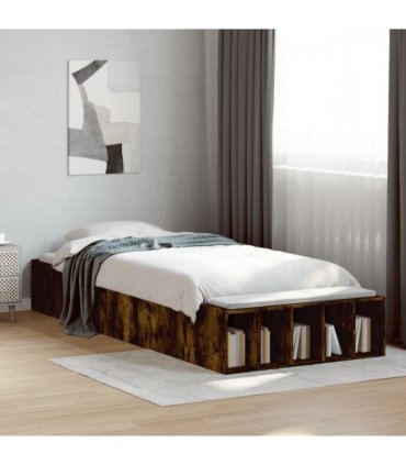 vidaXL Bed Frame without Mattress Smoked Oak 100x200 cm — Size: 100 x 200 cm — V0672117791