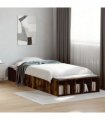 vidaXL Bed Frame without Mattress Smoked Oak 100x200 cm — Size: 100 x 200 cm — V0672117791