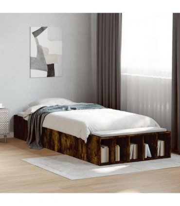 vidaXL Bed Frame without Mattress Smoked Oak 90x190 cm Single — Size: 90 x 190 cm — V0672117801