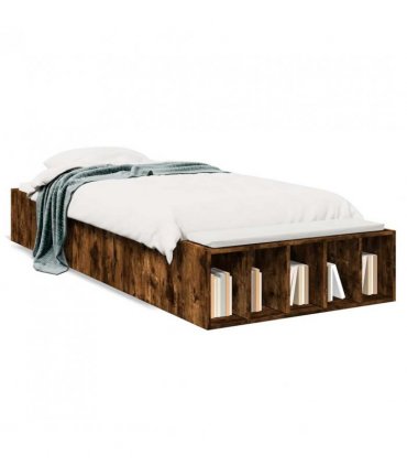 vidaXL Bed Frame without Mattress Smoked Oak 90x190 cm Single — Size: 90 x 190 cm — V0672117801