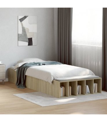 vidaXL Bed Frame without Mattress Sonoma Oak 75x190 cm Small Single — Size: 75 x 190 cm — V0672117821