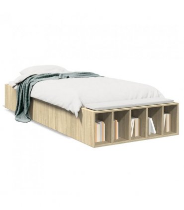 vidaXL Bed Frame without Mattress Sonoma Oak 75x190 cm Small Single — Size: 75 x 190 cm — V0672117821