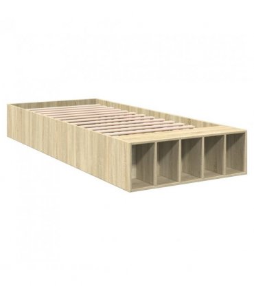 vidaXL Bed Frame without Mattress Sonoma Oak 75x190 cm Small Single — Size: 75 x 190 cm — V0672117821