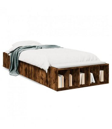 vidaXL Bed Frame without Mattress Smoked Oak 75x190 cm Small Single — Size: 75 x 190 cm — V0672117827