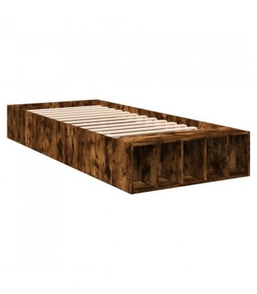 vidaXL Bed Frame without Mattress Smoked Oak 75x190 cm Small Single — Size: 75 x 190 cm — V0672117827