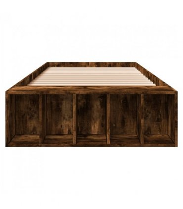 vidaXL Bed Frame without Mattress Smoked Oak 75x190 cm Small Single — Size: 75 x 190 cm — V0672117827