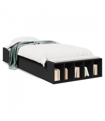 vidaXL Bed Frame without Mattress Black 100x200 cm — Size: 100 x 200 cm — V0672117841