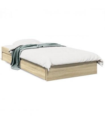 vidaXL Bed Frame with Drawers without Mattress Sonoma Oak 90x200 cm — Size: 90 x 200 cm — V0672117848