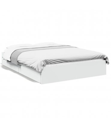vidaXL Bed Frame with Drawers without Mattress White 140x200 cm — Size: 140 x 200 cm — V0672117849