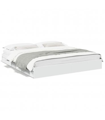 vidaXL Bed Frame with Drawers without Mattress White 180x200 cm Super King — Size: 180 x 200 cm — V0672117853
