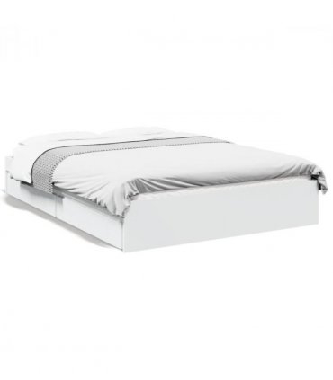 vidaXL Bed Frame with Drawers without Mattress White 120x190 cm Small Double — Size: 120 x 190 cm