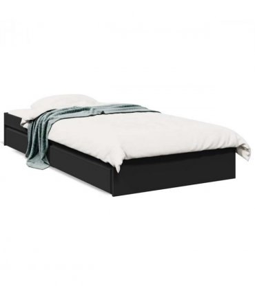 vidaXL Bed Frame with Drawers without Mattress Black 75x190 cm Small Single — Size: 75 x 190 cm — V0672117856