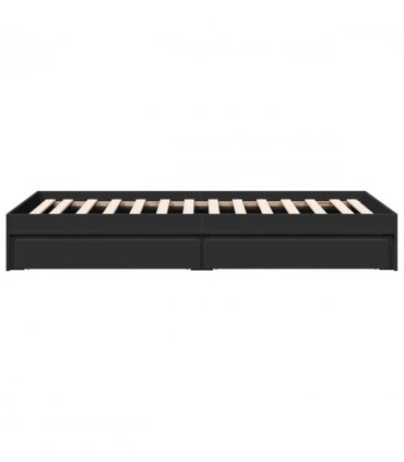 vidaXL Bed Frame with Drawers without Mattress Black 75x190 cm Small Single — Size: 75 x 190 cm — V0672117856