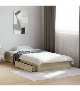 vidaXL Bed Frame with Drawers without Mattress Sonoma Oak 90x190 cm Single — Size: 90 x 190 cm