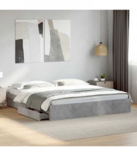 vidaXL Bed Frame with Drawers without Mattress Concrete Grey 180x200 cm Super King — Size: 180 x 200 cm