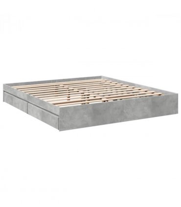 vidaXL Bed Frame with Drawers without Mattress Concrete Grey 180x200 cm Super King — Size: 180 x 200 cm