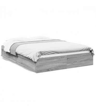 vidaXL Bed Frame with Drawers without Mattress Grey Sonoma 160x200 cm — Size: 160 x 200 cm — V0672117865