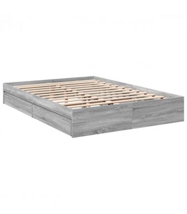 vidaXL Bed Frame with Drawers without Mattress Grey Sonoma 160x200 cm — Size: 160 x 200 cm — V0672117865