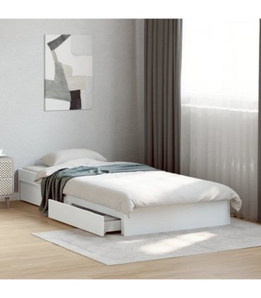 vidaXL Bed Frame with Drawers without Mattress White 90x200 cm — Size: 90 x 200 cm — V0672117869